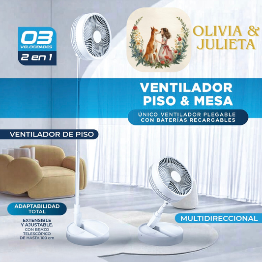 Ventilador Portátil, Plegable e Inalámbrico